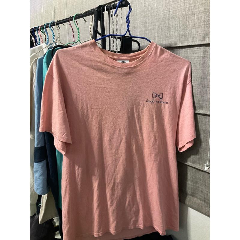 เสื้อ Rare Mens Simply Southern Raised Blessed Graphic Tee Pink Size L Collection