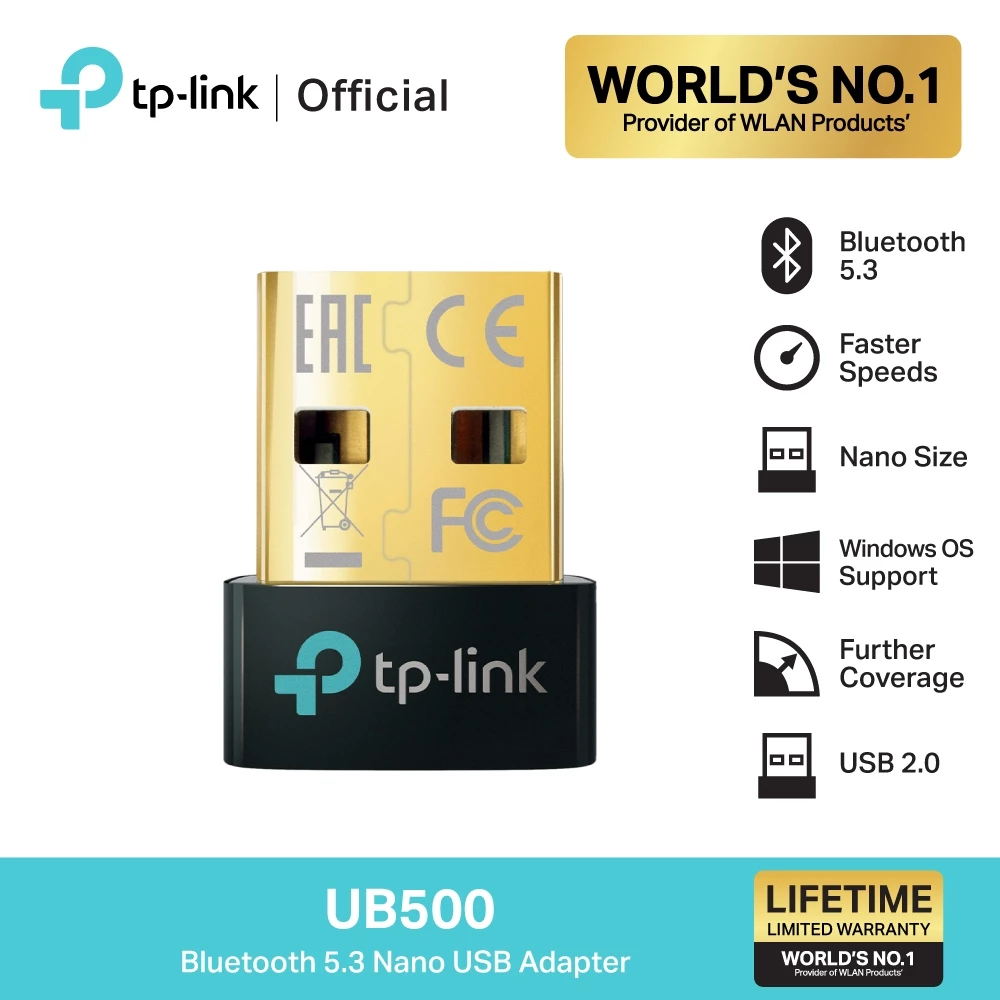 TP-Link UB500 Bluetooth 5.3 Nano USB Adapter ยูเอสบีอแดปเตอร์ บลูทูธ 5.3 ประสิทธิภาพสูง รองรับ Windows 11/10/8.1/7
