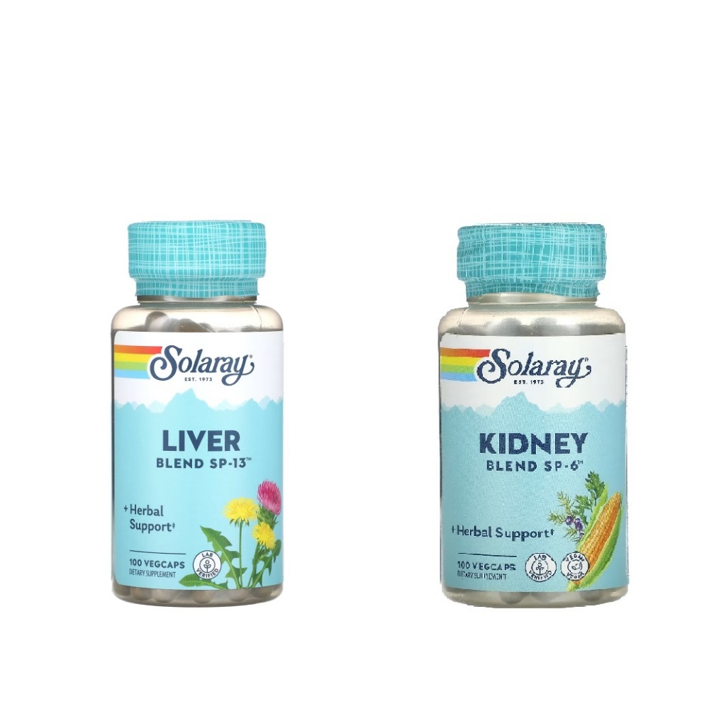 พร้อมส่ง!!! Solaray, Liver Blend SP-13, 100 VegCaps /  Kidney Blend SP-6, 100 VegCaps