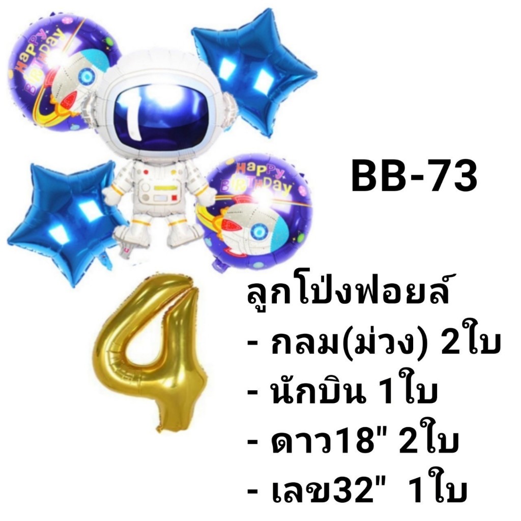 ชุดลูกโป่งอวกาศพร้อมตัวเลขสีทองขนาด 32 นิ้ว  ใช้ตกแต่งปาร์ตี้วันเกิด ไม่รวมริบบิ้นและสูบ (BB)​ - รูปที่ 3