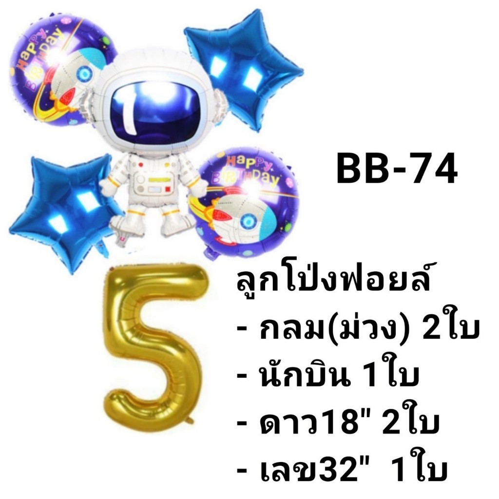 ชุดลูกโป่งอวกาศพร้อมตัวเลขสีทองขนาด 32 นิ้ว  ใช้ตกแต่งปาร์ตี้วันเกิด ไม่รวมริบบิ้นและสูบ (BB)​ - รูปที่ 4