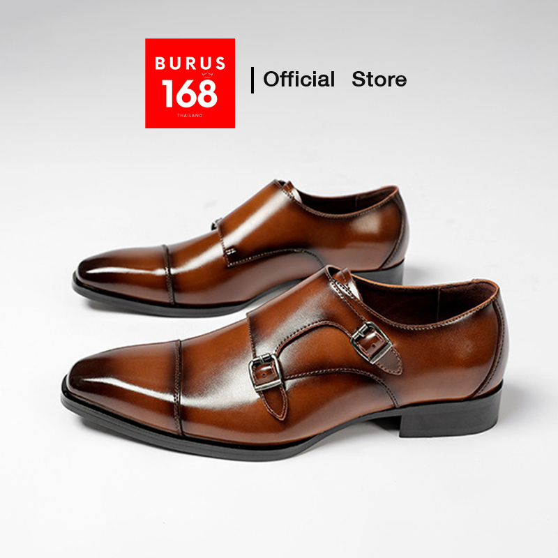 รองเท้าหนังแท้ ผู้ชาย (เย็บพื้นทุกคู่) - รุ่น Double Monk Straps แบบสายรัด (Size 38-45)