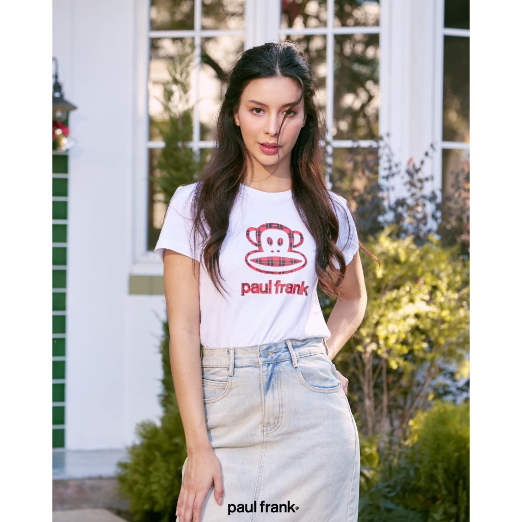 PAUL FRANK เสื้อยืดผู้หญิง WOMENS TEES RED TARTAN JULIUS