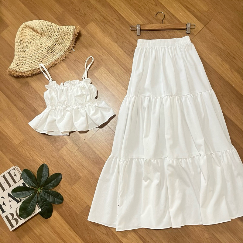 รวมชุดเซ็ท เสื้อสายเดี่ยว+กระโปรงยาว (กระโปรงไม่มีซับใน)