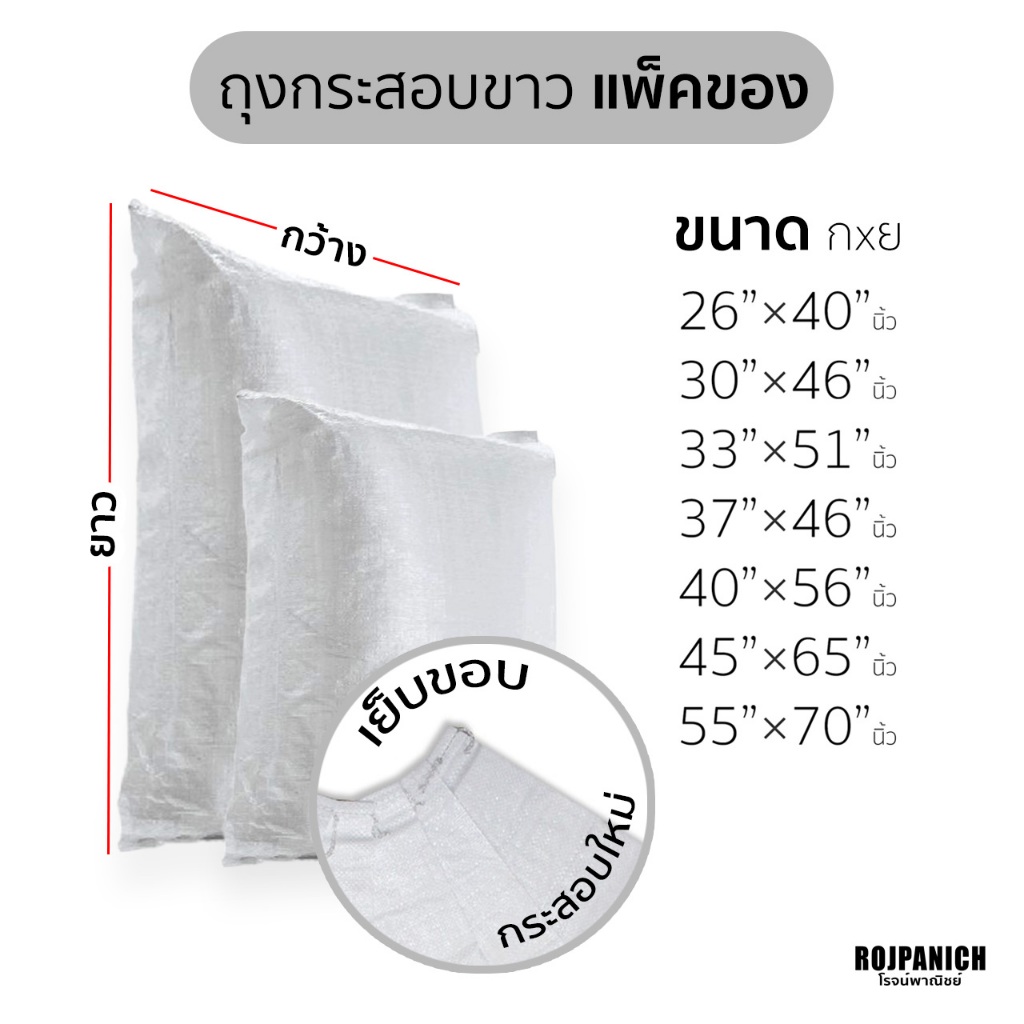 [[กระสอบขาวเย็บ เชือกฟาง เข็มเย็บกระสอบ]] ราคา/1ชิ้น กระสอบแพคของ กระสอบใหม่ กระสอบขาวแพคของ