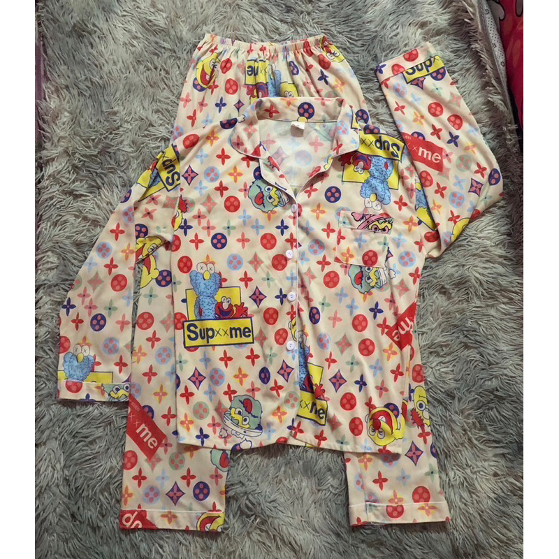 ชุดนอนหลุยส์ ขายาว-แขนยาว ผ้าคอตตอล งานป้าย LEISURE WEAR