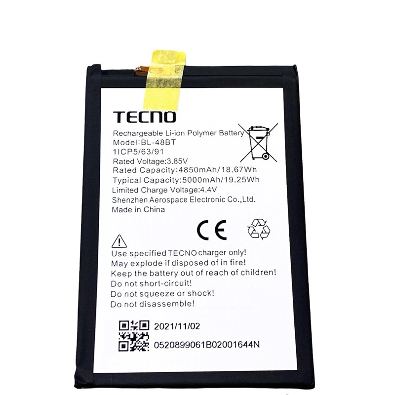 แบตเตอรี่ Battery Tecno POP5 model BL-48BT แบตแท้ อินฟินิกซ ฟรีชุดไขควง