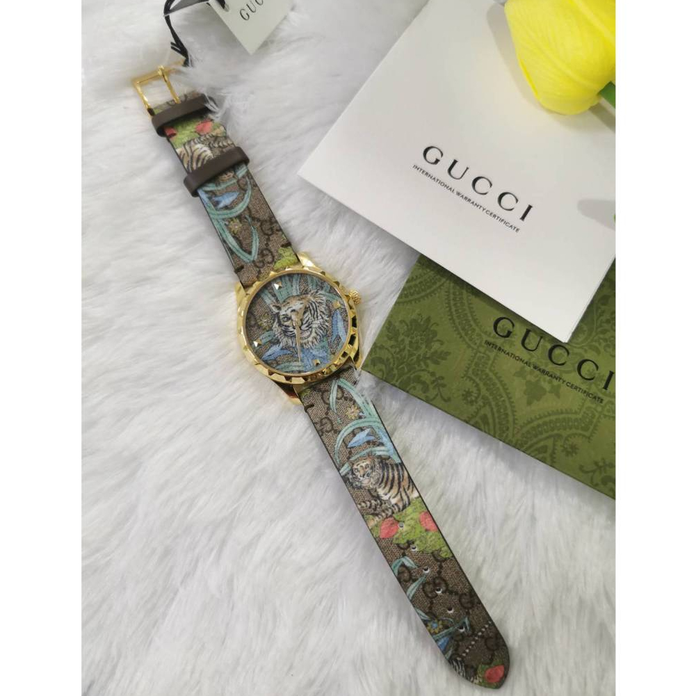 นาฬิกาข้อมือ Gucci รุ่น G-Timeless Tiger Floral Printed Women's Watch 38 mm. Code: YA1264187