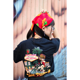 VINTAGE FACTORY เสื้อยืด Cotton100% LAS VEGUS -  เทคนิคซิลค์…