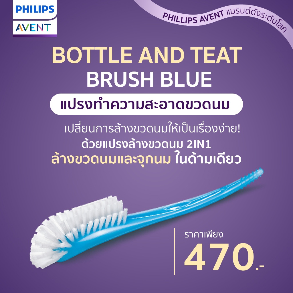 ของแท้ศูนย์ไทย Philips AVENT แปรงทำความสะอาดขวดนม ล้างง่าย ไม่ทำลายขวด *สินค้าจากศูนย์ไทย*