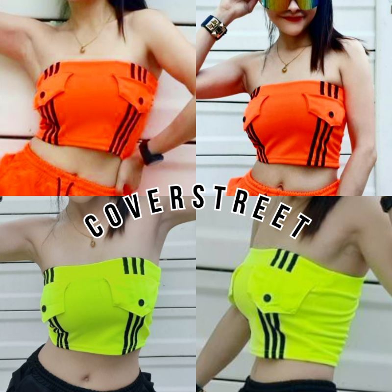 Coverstreet พร้อมส่งจากไทย เกาะอกนีออน เกาะอกสะท้อนแสง เสื้อนีออน