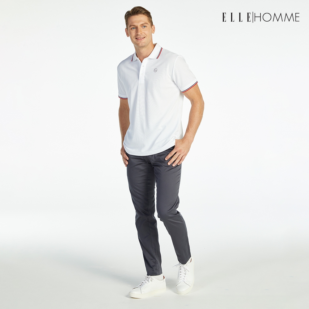 ELLE HOMME قميص بولو بشعار EH — أبيض — صورة 6