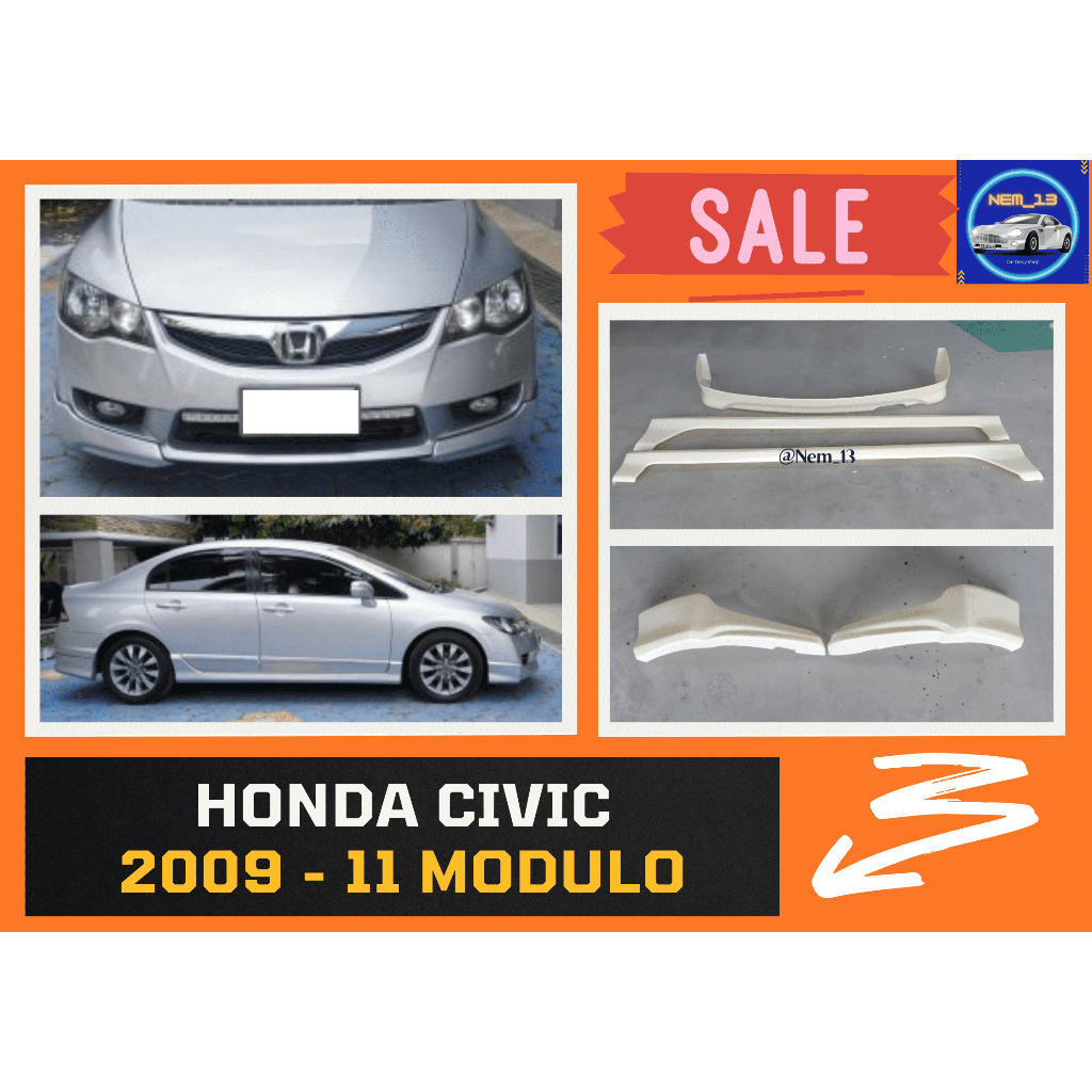 สเกิร์ต (ก่อนทำสี) 🌟 Honda CIVIC 09-11 Modul0