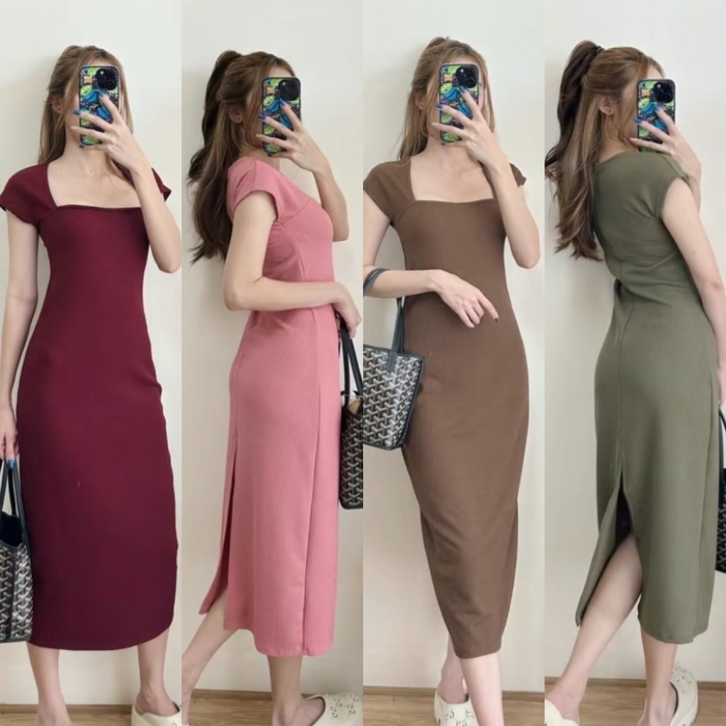 I'STYLE 🩵 D004 : CARA DRESS ชุดเดรสตัวยาวคอเหลี่ยม