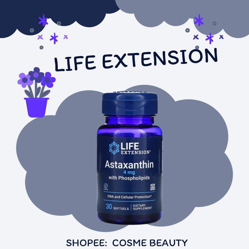 🌸พร้อมส่ง Life extension Astaxanthin 6 mg 30 softgels