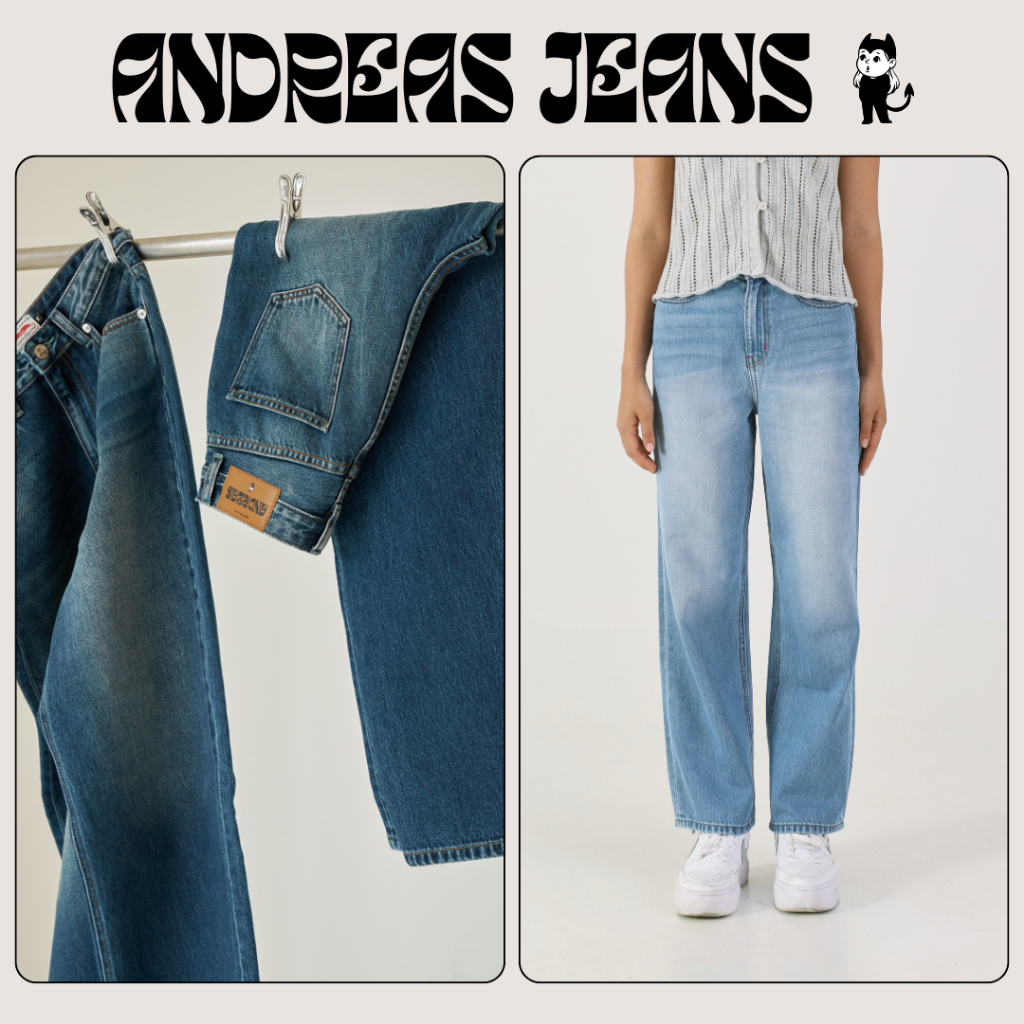 ALTER&BEYOND Andreas Jeans กางเกงยีนส์ฟอกเอวสูง ทรงกระบอก