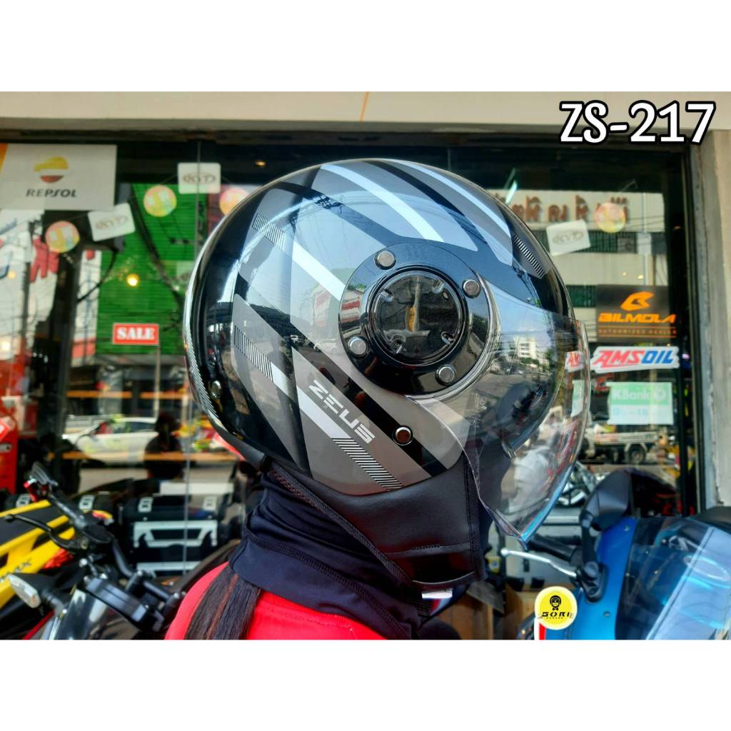 หมวกกันน็อค ZEUS ZS 217 Metallic Black   BN2 Silver ทรงคลาสสิค