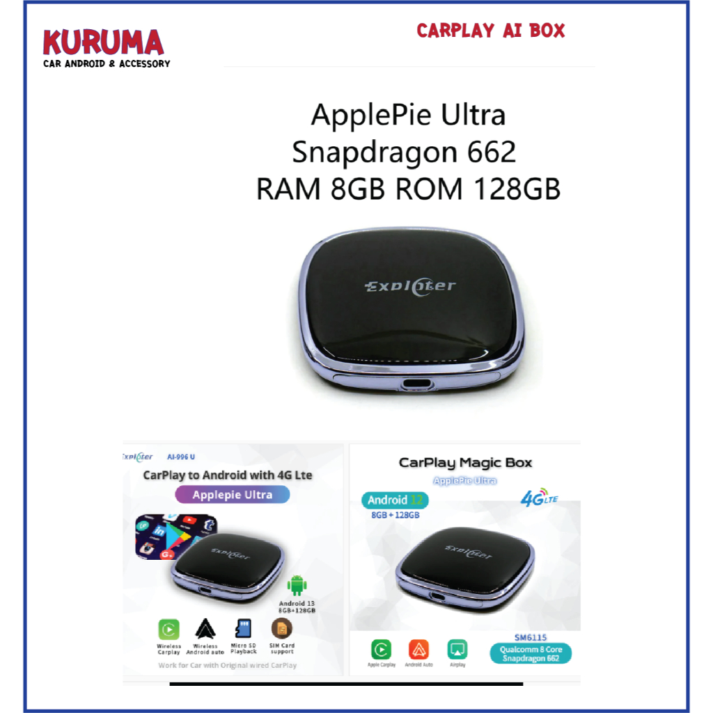 กล่อง Android Box RAM 8GB / ROM 128GB วิทยุติดรถที่มีระบบ Apple CarPlay จากโรงงาน