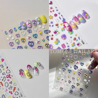 🔥พร้อมส่ง🔥สติ๊กเกอร์ติดเล็บ 5D น่ารักการ์ตูนหมีกระต่ายแครอทสติกเกอร์ Holographic Self-กาวเล็บ Decal Slider