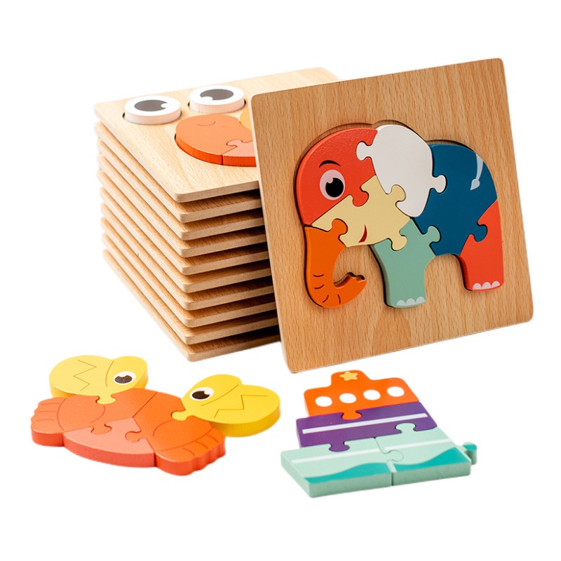 จิ๊กซอว์ไม้ 3D ของเล่นไม้ จิ๊กซอว์ 3 มิติ จิ๊กซอร์ งานหนา สีสดใส wooden jigsaw