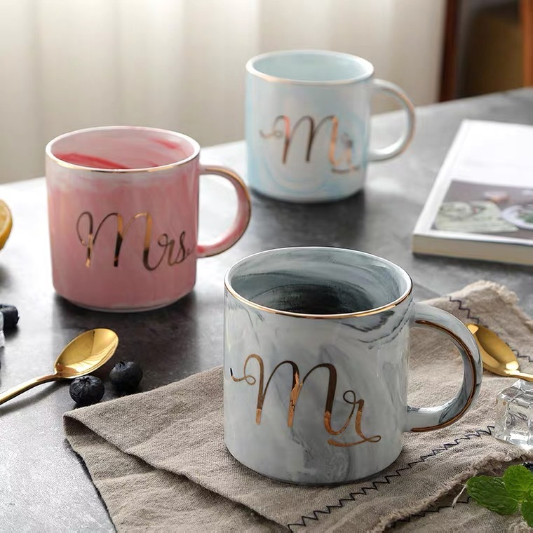 BAIFA ชุดถ้วยกาแฟเซรามิค แก้วกาแฟ ลายหินอ่อน มีให้เลือก2สี NO.S81