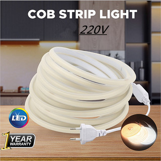 ไฟเส้นCOB 220V LED288ดวง ไฟตกแต่ง สว่างมาก ไม่เห็นเม็ดไฟ สีขาว สีวอร์ม
