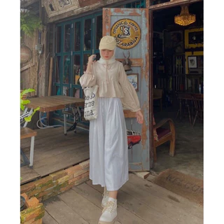 กางเกงขาบานงานป้ายJanet มินิมอลผ้าคอตตอนแท้ ร้านขายดีใน ตต