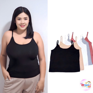 เสื้อสายเดี่ยวสาวอวบ แบบคอเว้า (ไม่มีฟองน้ำ) Size : (XXL+) อ…