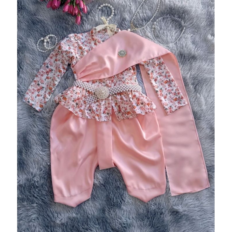 ชุดไทยเด็กจิตรลดาลายดอก แขนยาว จิตรสไบดอก - รูปที่ 4