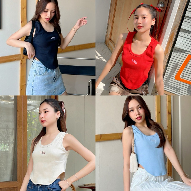 เสื้อกล้ามแขนกุด คอยู ผ้าribพรีเมี่ยม Emma Top