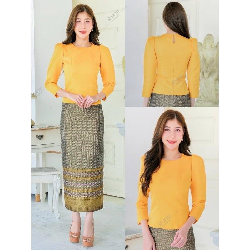 เสื้อไหมลาว รุ่นเดียน่า อัดกาวแล้ว ใส่สบาย มีอก32-44