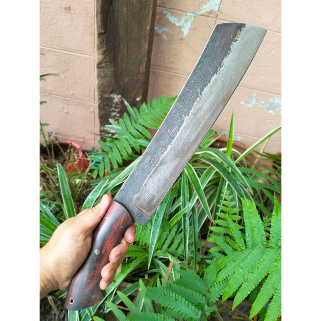 มีดแรมโบ้ Rambo knife มีดแคมป์ มีดคัตติ้ง มีดทำสวน มีดเดินป่า 12” SUP9 fulltang ตีร้อนชุบแข็ง ผิวไฟ 