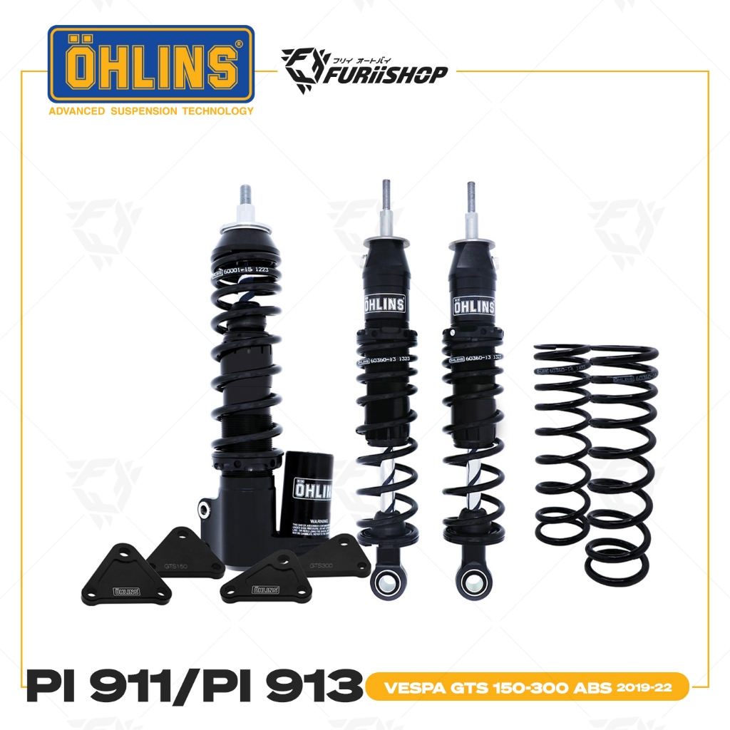โช๊คหน้า-หลัง ohlins Black Line PI 911 / PI 913 For Vespa GTS 150-300 ABS 2019-22