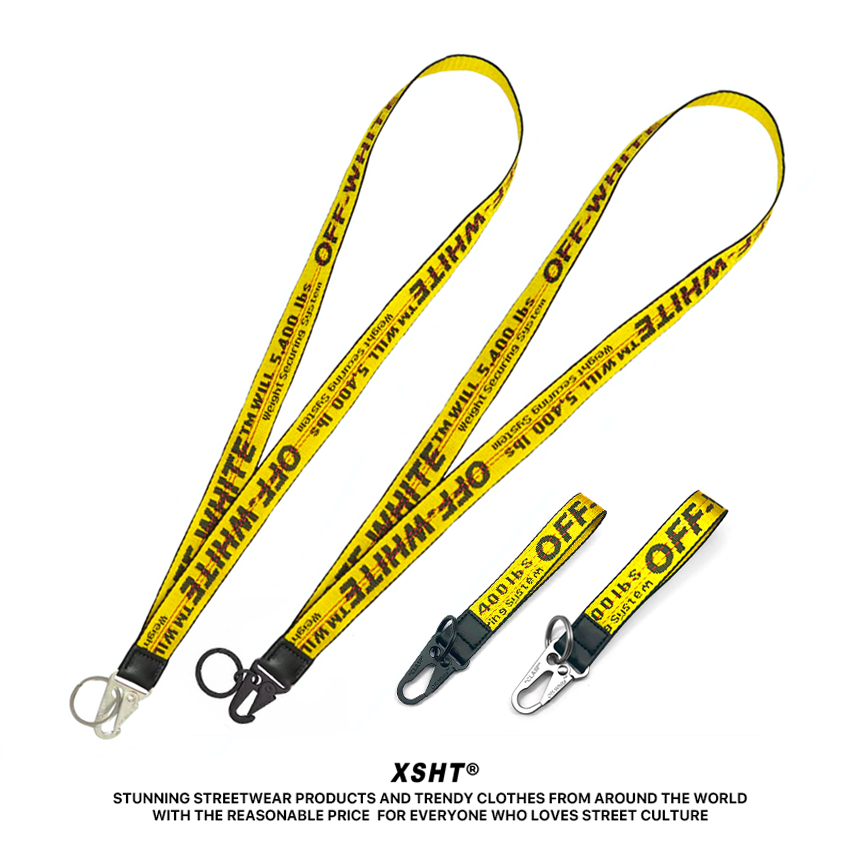 พร้อมส่ง สายห้อยคอ Off-White Lanyard Strap สีเหลือง สายคล้องคอ สายคล้องโทรศัพย์ สายคล้องอเนกประสงค์