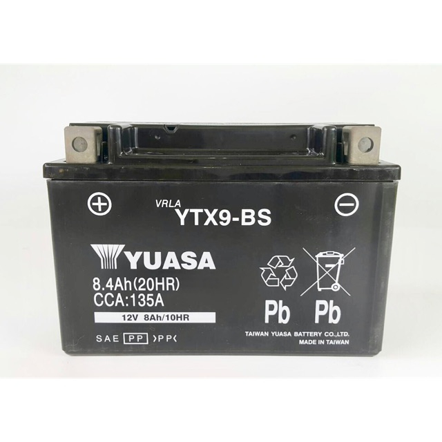 แบตเตอรี่มอเตอร์ไซค์บิ๊กไบค์ ยีห้อ YUASA รุ่น YTX9-BS (แท้ติดรถ)