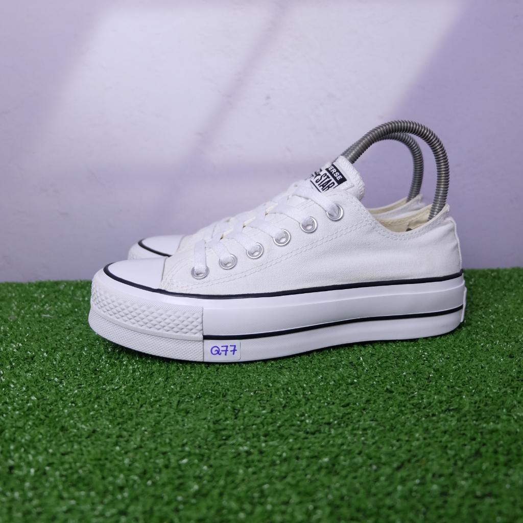 (36.5/23 cm) Converse All Star Lift Ox เสริมส้นสีขาว คอนเวิร์สมือ2 ของแท้💯 รองเท้าผ้าใบผู้หญิง