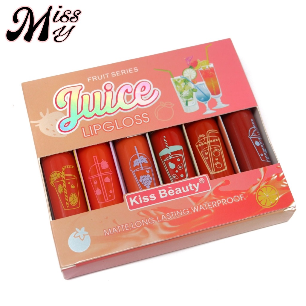 Kiss Beauty Colors Matte Waterproof LipGloss ลิควิดลิปสติกแมทต์ สีชัดแน่น กันน้ำ ติดทนนาน (6แท่ง)