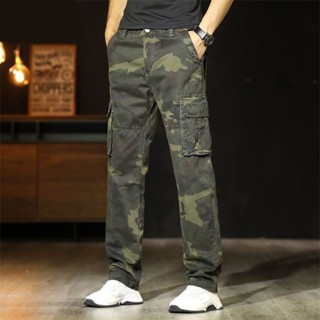 3716#กางเกงขายาวหลายกระเป๋าลายพรางล่าสุด，แถมเข็มขัด 100% cot…