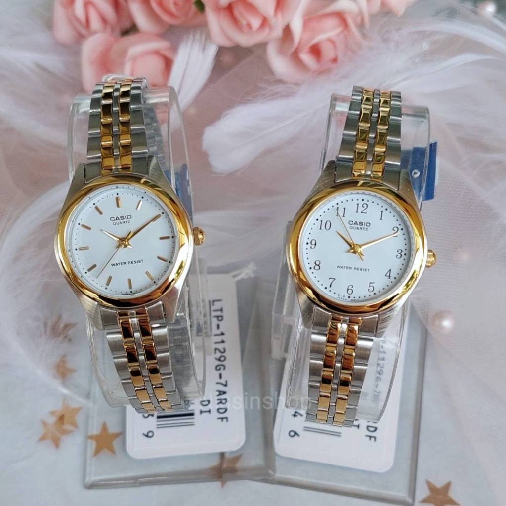 นาฬิกา Casio แท้ รุ่น LTP-1129G-7A , LTP-1129G-7B และ LTP-1129N-7A นาฬิกาข้อมือผู้หญิง สายสแตนเลสสีทองและ 2กษัตริย์- ของแท้100%ประกันศูนย์ CMG 1 ปี
