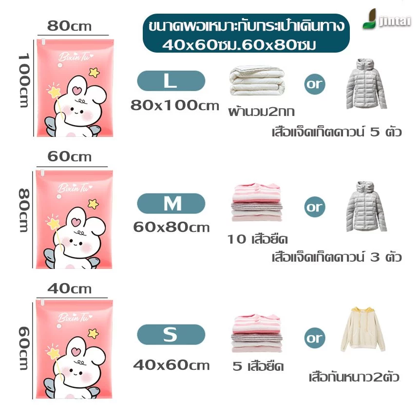ถุงสูญญากาศลายการ์ตูน ถุงเก็บกระเป๋าเดินทาง ช่วยประหยัดพื้นที่ ไม่ฉีกขาดง่าย นำกลับมาใช้ใหม่ได้อย่างหนาและทนทาน thumbnail 7