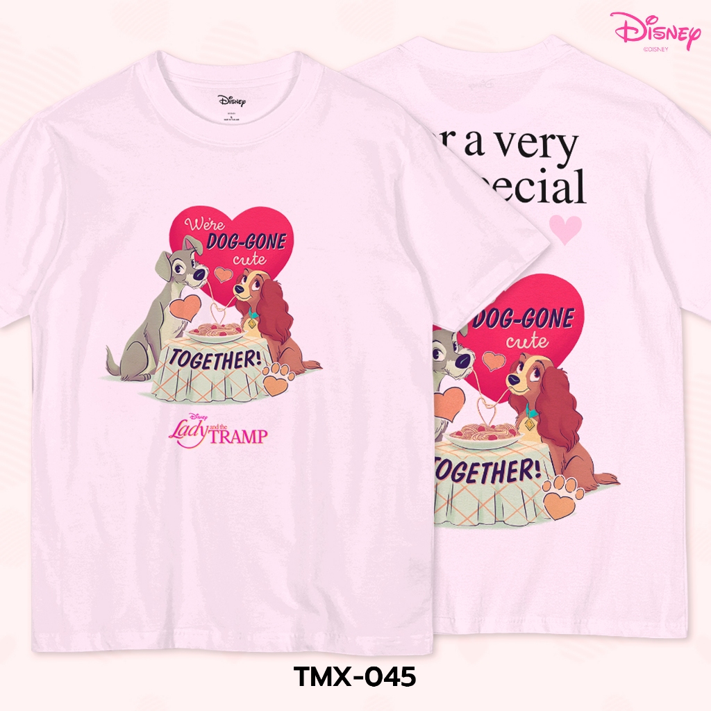 เสื้อยืด Unisex Disney - Lady and the Tramp ลิขสิทธิ์แท้100% สตรีทแฟชั่น คอกลม แขนสั้น (TMX-045)