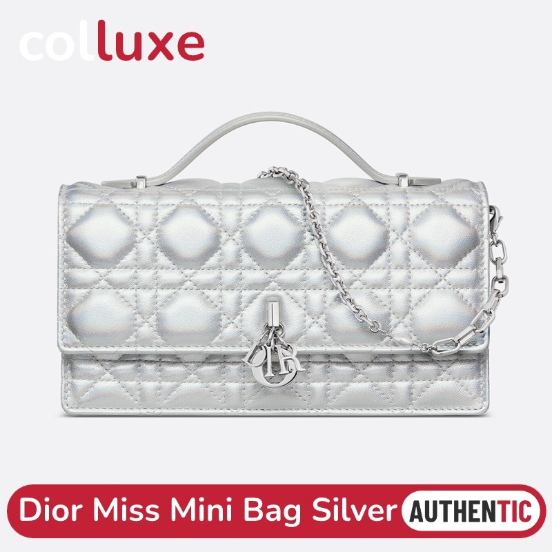 💯ของแท้👜ดิออร์ Dior Miss Mini Bag Silver-Tone Cannage Lambskin กระเป๋าโซ่ผู้หญิง