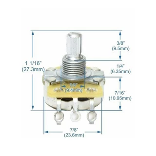 CTS Pot Split Shaft Vintage ก้นบุ๋ม 500KA (Tone/Volume)