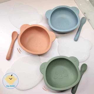Heykiddo : ถ้วยซิลิโคนก้นดูดหมีเท็ดดี้ พร้อมฝาปิดสนิท สำหรับวัยบดป้อน และ BLW