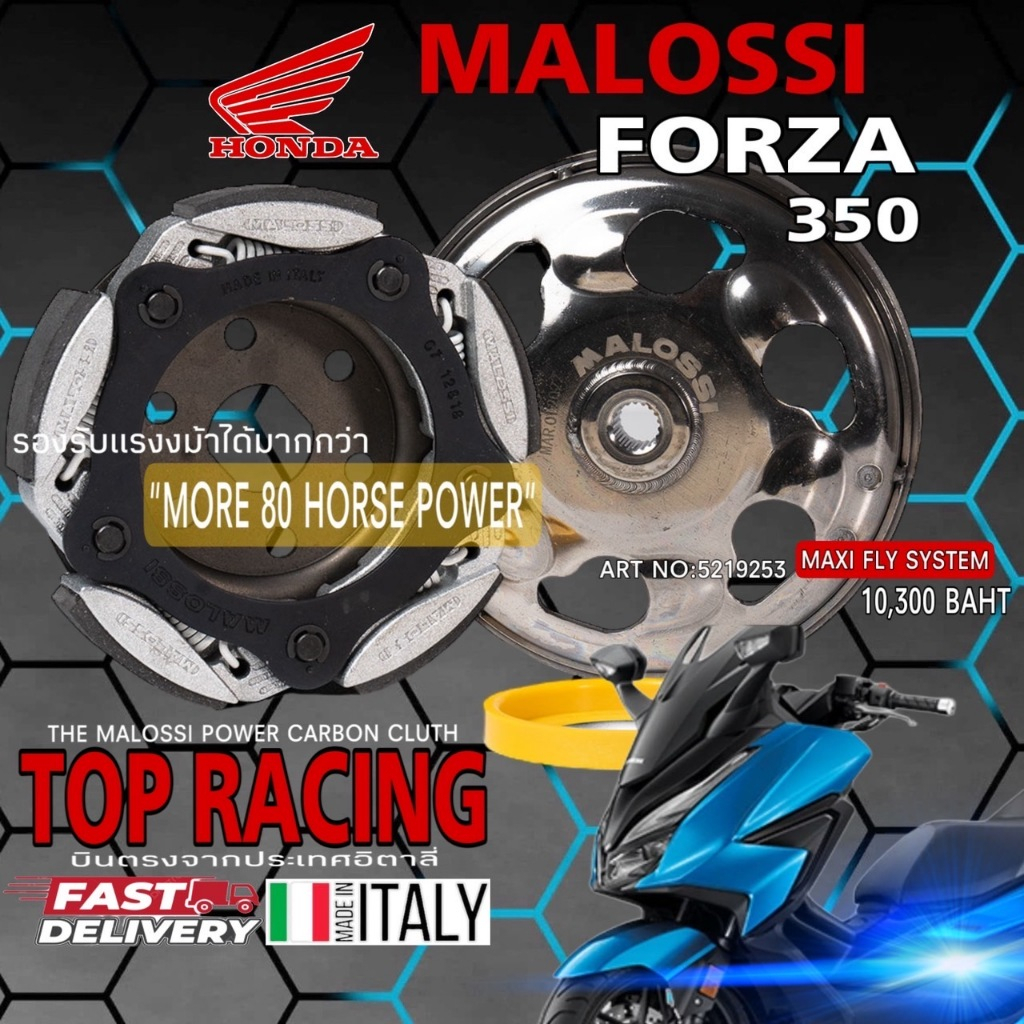 ชุดคลัทช์คาร์บอนพร้อมฝาครอบคลัทช์ MALOSSI รุ่น FORZA 350, ADV 350 CODE : 5219253