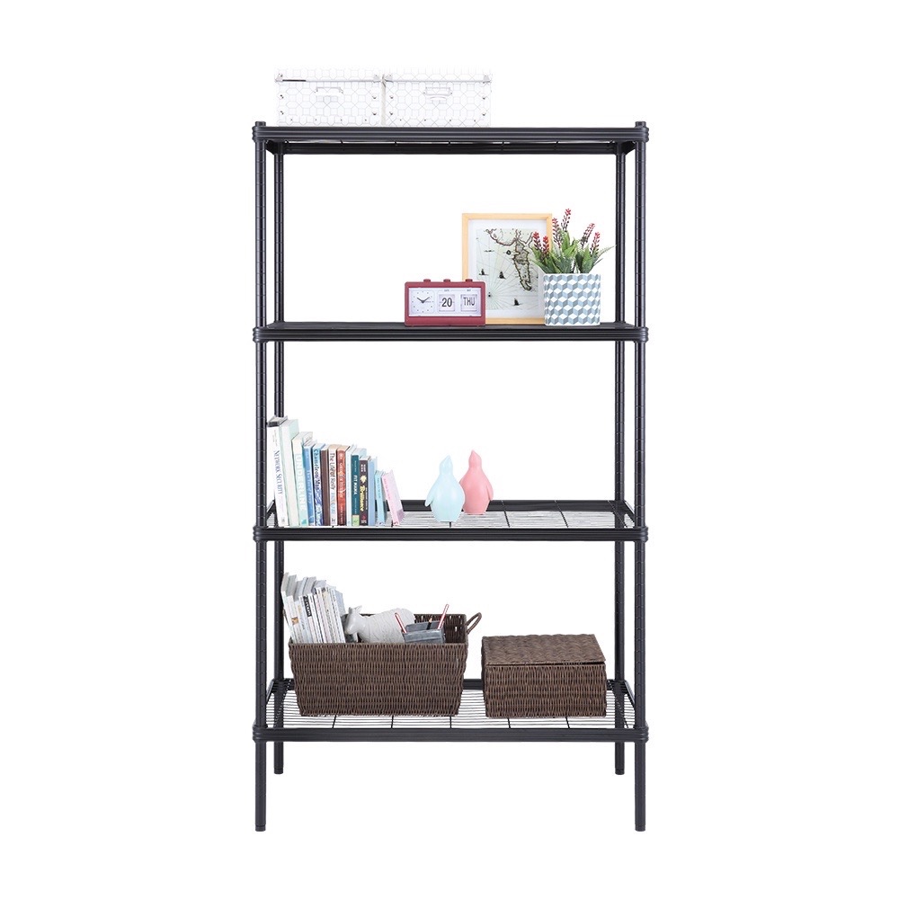 ชั้นวางของ 4 ชั้น โครงเหล็กแข็งแรงทนทาน พ่นสีดำ ปรับระดับได้ รองรับน้ำหนักได้มาก HA-29