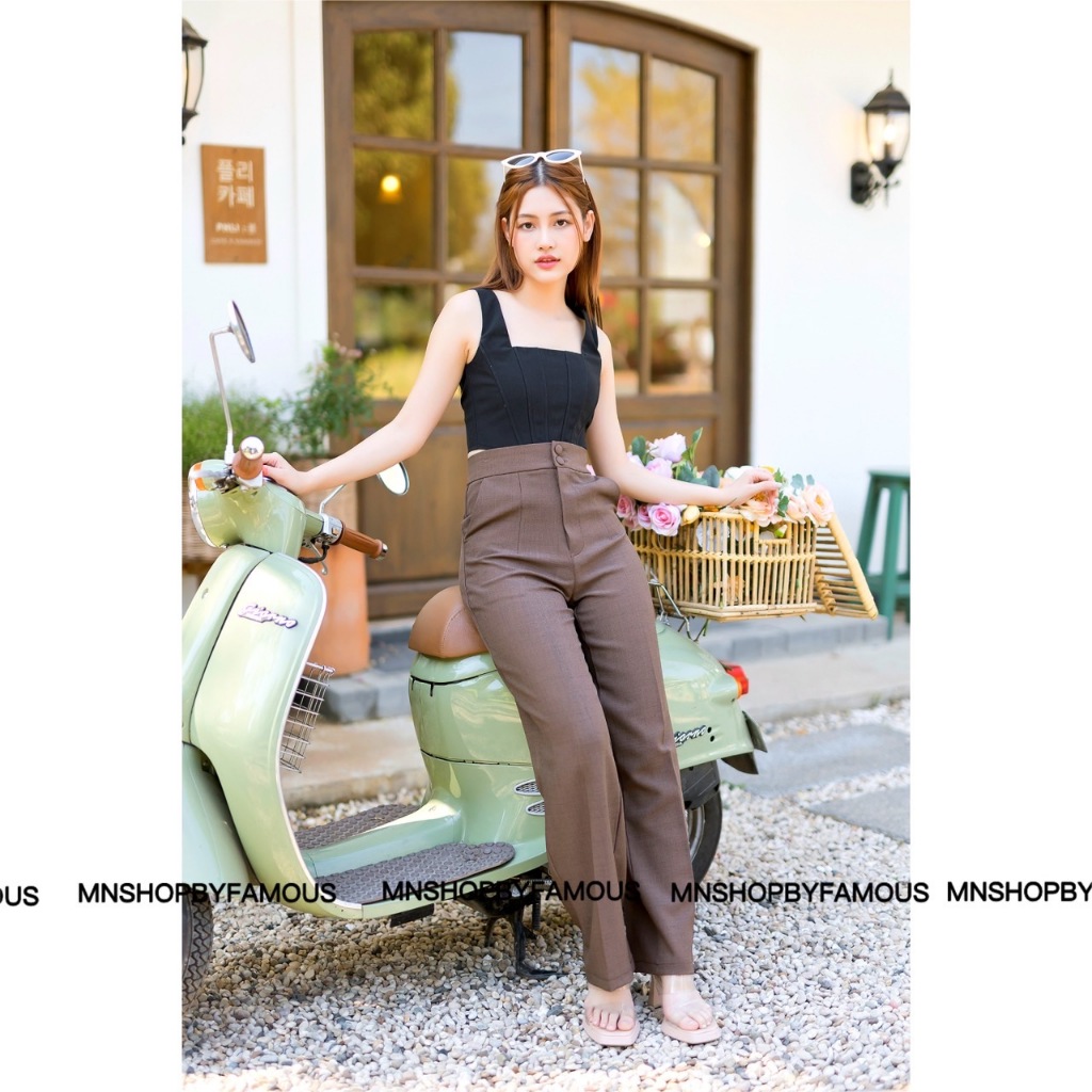 🍒กางเกงผ้าสโนว์สลาฟ🍒-ขอบใหญ่-2กระดุมซิปหน้า-เอวสูงไซส์S25-2XL-🏷️ป้ายร้านFamouShop💫 - รูปที่ 4