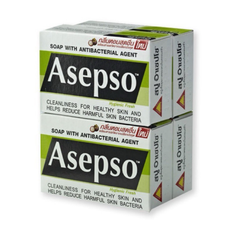 Asepso อาเซปโซ สบู่ก้อน สูตรไฮจินิค เฟรช หอมมาก ขนาด 80 กรัม แพ็ค 4 ก้อน (กล่องขาวเขียว)