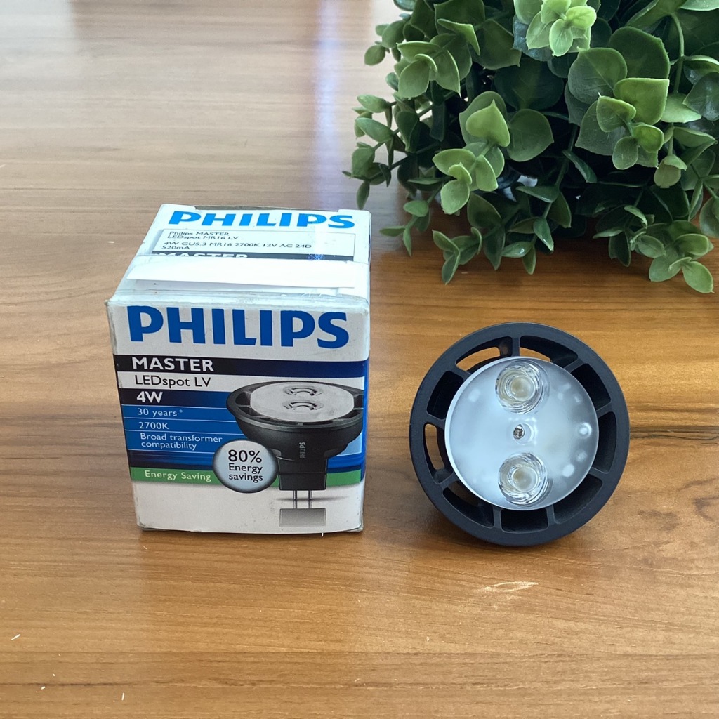หลอดไฟ ฟิลลิปส์ (Philips) Master LED spot LV 4W 12V หลอดMR16 ขั้วGU5.3 กระจายแสง24D แสง2700K (PL0107