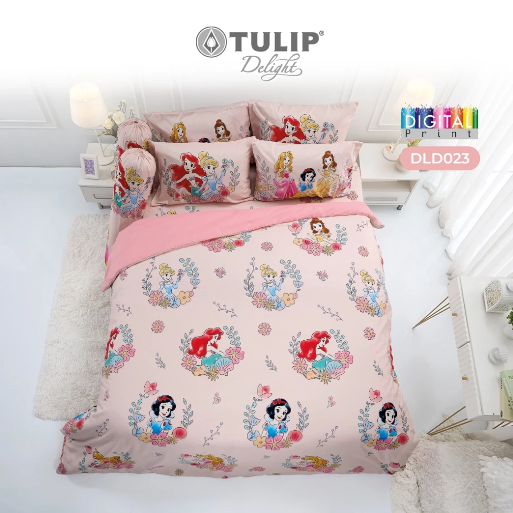 TULIP Delight เจ้าหญิง Princess DLD023 พิมพ์ดิจิตอล ลิขสิทธิ์แท้ดิสนีย์ Disney ชุดผ้าปูที่นอน ผ้าห่ม ผ้านวม